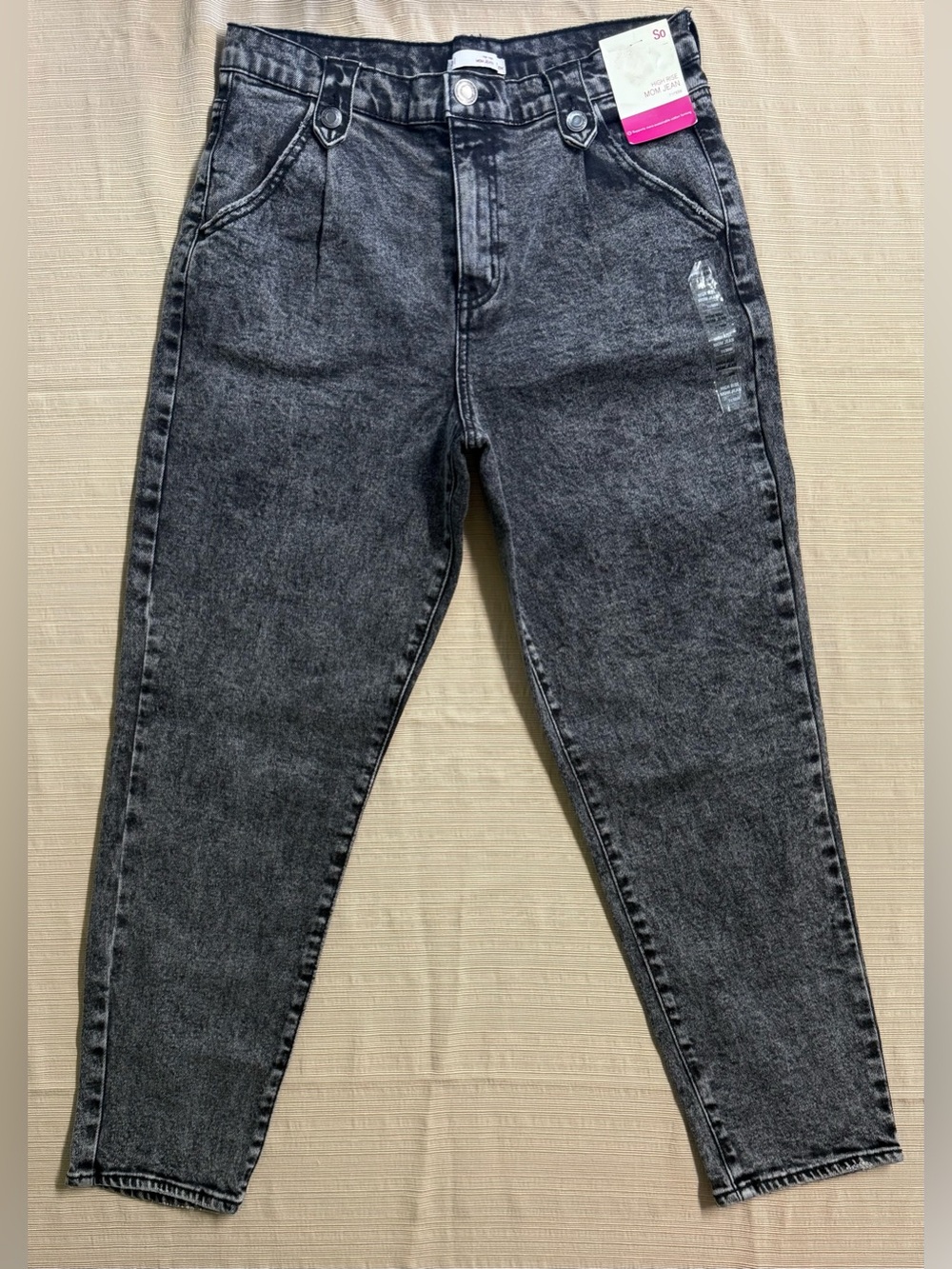 High-Waist Washed Black Mom Jeans